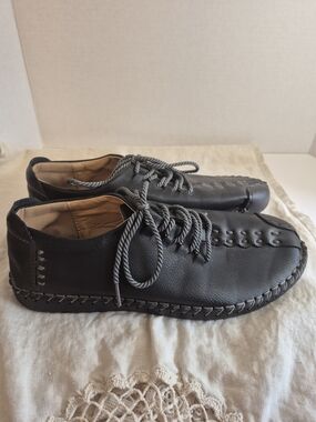 Men's Black Casual Fashion Lace-Up Shoes Walking Moccasin Flat Shoes Size 43